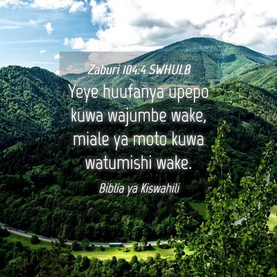 Picture 04 - Zaburi 104:4 SWHULB - Yeye huufanya upepo kuwa wajumbe wake, miale ya - Bible Verse Picture