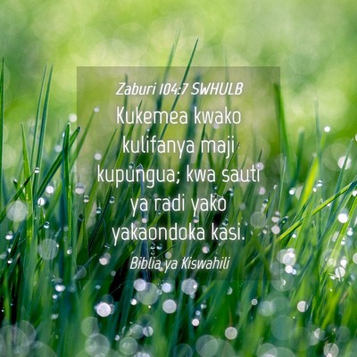 Picture 04 - Zaburi 104:7 SWHULB - Kukemea kwako kulifanya maji kupungua; kwa sauti - Bible Verse Picture