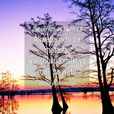 Picture 04 - Zaburi 105:44 SWHULB - Aliwapa nchi za mataifa; walichukua milki ya mali - Bible Verse Picture