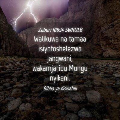 Picture 04 - Zaburi 106:14 SWHULB - Walikuwa na tamaa isiyotoshelezwa jangwani, - Bible Verse Picture