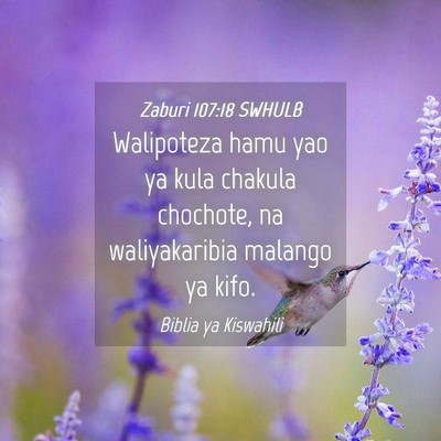 Picture 04 - Zaburi 107:18 SWHULB - Walipoteza hamu yao ya kula chakula chochote, na - Bible Verse Picture