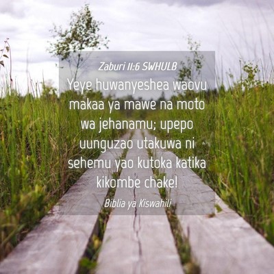 Picture 04 - Zaburi 11:6 SWHULB - Yeye huwanyeshea waovu makaa ya mawe na moto wa - Bible Verse Picture