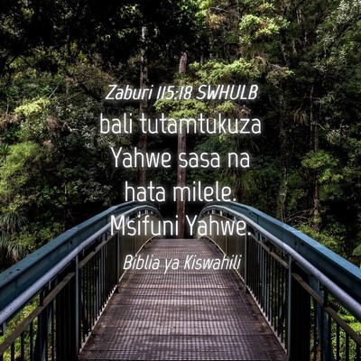 Picture 04 - Zaburi 115:18 SWHULB - bali tutamtukuza Yahwe sasa na hata milele. - Bible Verse Picture