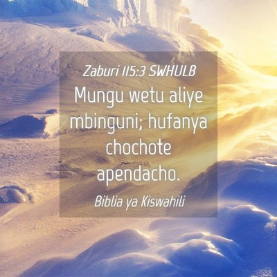 Picture 04 - Zaburi 115:3 SWHULB - Mungu wetu aliye mbinguni; hufanya chochote - Bible Verse Picture