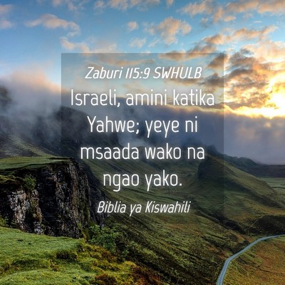 Picture 04 - Zaburi 115:9 SWHULB - Israeli, amini katika Yahwe; yeye ni msaada wako - Bible Verse Picture
