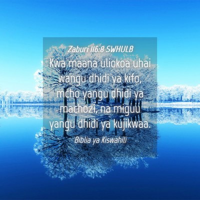 Picture 04 - Zaburi 116:8 SWHULB - Kwa maana uliokoa uhai wangu dhidi ya kifo, mcho - Bible Verse Picture