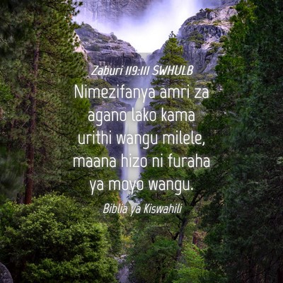 Picture 04 - Zaburi 119:111 SWHULB - Nimezifanya amri za agano lako kama urithi wangu - Bible Verse Picture