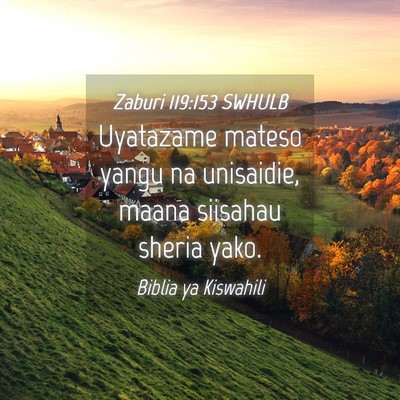Picture 04 - Zaburi 119:153 SWHULB - Uyatazame mateso yangu na unisaidie, maana - Bible Verse Picture