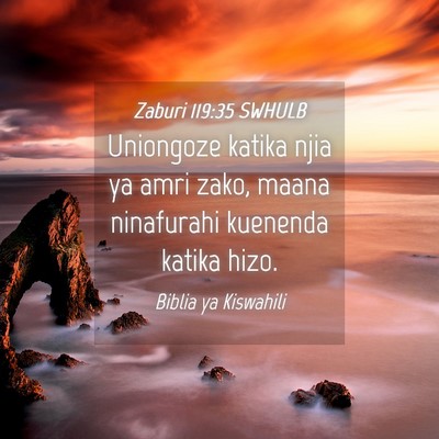 Picture 04 - Zaburi 119:35 SWHULB - Uniongoze katika njia ya amri zako, maana - Bible Verse Picture