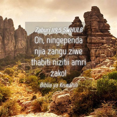 Picture 04 - Zaburi 119:5 SWHULB - Oh, ningependa njia zangu ziwe thabiti nizitii - Bible Verse Picture