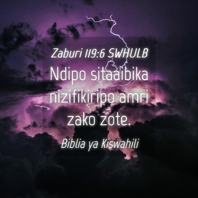 Picture 04 - Zaburi 119:6 SWHULB - Ndipo sitaaibika nizifikiripo amri zako - Bible Verse Picture
