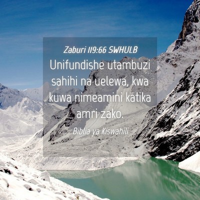Picture 04 - Zaburi 119:66 SWHULB - Unifundishe utambuzi sahihi na uelewa, kwa kuwa - Bible Verse Picture
