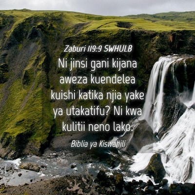 Picture 04 - Zaburi 119:9 SWHULB - Ni jinsi gani kijana aweza kuendelea kuishi - Bible Verse Picture