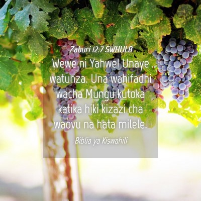 Picture 04 - Zaburi 12:7 SWHULB - Wewe ni Yahwe! Unaye watunza. Una wahifadhi wacha - Bible Verse Picture