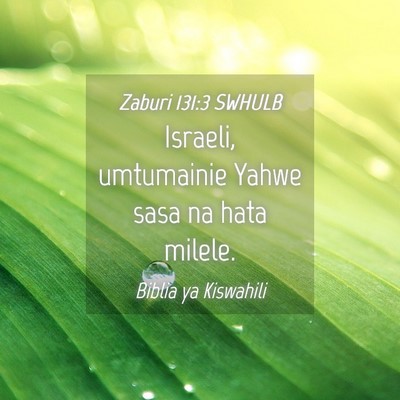 Picture 04 - Zaburi 131:3 SWHULB - Israeli, umtumainie Yahwe sasa na hata - Bible Verse Picture