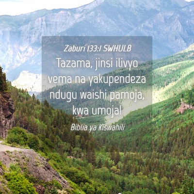 Picture 04 - Zaburi 133:1 SWHULB - Tazama, jinsi ilivyo vema na yakupendeza ndugu - Bible Verse Picture