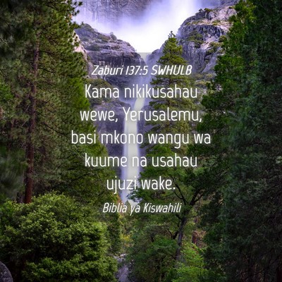 Picture 04 - Zaburi 137:5 SWHULB - Kama nikikusahau wewe, Yerusalemu, basi mkono - Bible Verse Picture