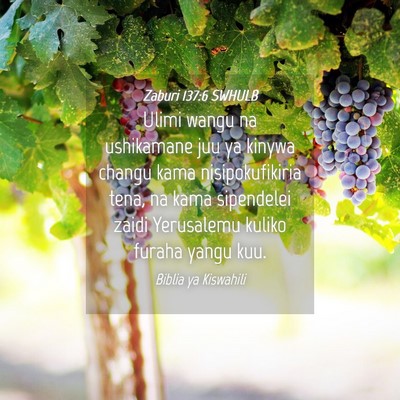 Picture 04 - Zaburi 137:6 SWHULB - Ulimi wangu na ushikamane juu ya kinywa changu - Bible Verse Picture