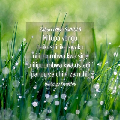 Picture 04 - Zaburi 139:15 SWHULB - Mifupa yangu haikusitirika kwako nilipoumbwa kwa - Bible Verse Picture