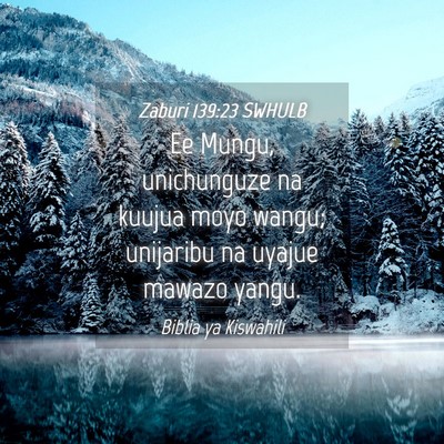 Picture 04 - Zaburi 139:23 SWHULB - Ee Mungu, unichunguze na kuujua moyo wangu; - Bible Verse Picture