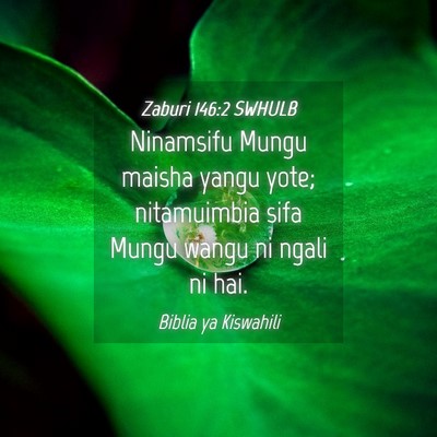 Picture 04 - Zaburi 146:2 SWHULB - Ninamsifu Mungu maisha yangu yote; nitamuimbia - Bible Verse Picture