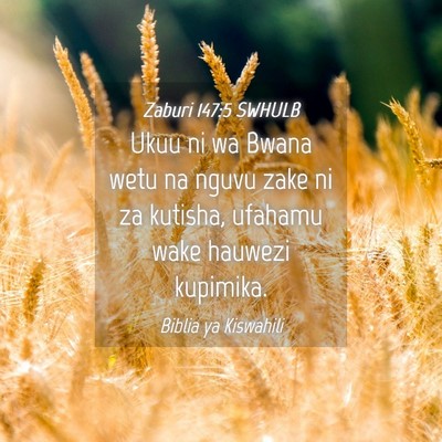 Picture 04 - Zaburi 147:5 SWHULB - Ukuu ni wa Bwana wetu na nguvu zake ni za - Bible Verse Picture