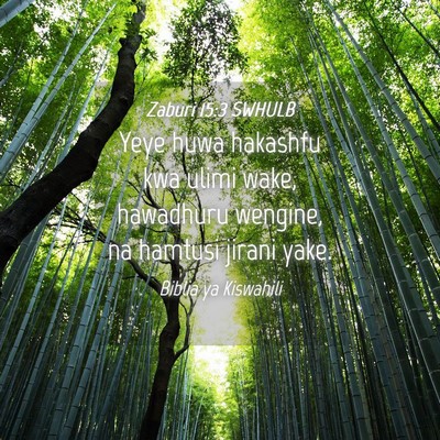 Picture 04 - Zaburi 15:3 SWHULB - Yeye huwa hakashfu kwa ulimi wake, hawadhuru - Bible Verse Picture