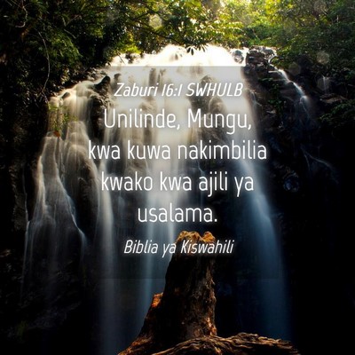 Picture 04 - Zaburi 16:1 SWHULB - Unilinde, Mungu, kwa kuwa nakimbilia kwako kwa - Bible Verse Picture