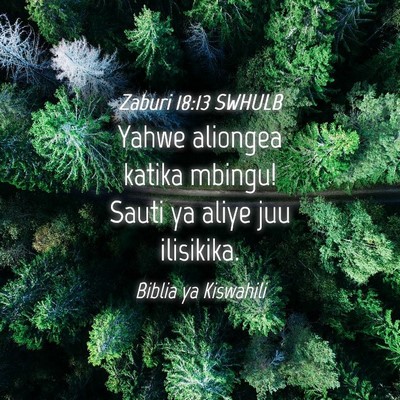 Picture 04 - Zaburi 18:13 SWHULB - Yahwe aliongea katika mbingu! Sauti ya aliye juu - Bible Verse Picture