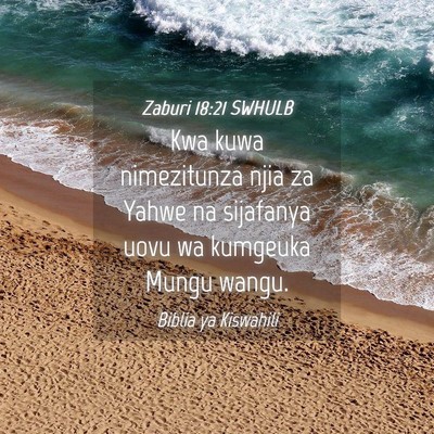 Picture 04 - Zaburi 18:21 SWHULB - Kwa kuwa nimezitunza njia za Yahwe na sijafanya - Bible Verse Picture
