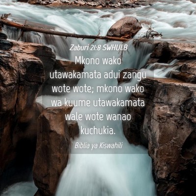 Picture 04 - Zaburi 21:8 SWHULB - Mkono wako utawakamata adui zangu wote wote; - Bible Verse Picture
