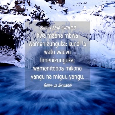 Picture 04 - Zaburi 22:16 SWHULB - Kwa maana mbwa wamenizunguka; kundi la watu waovu - Bible Verse Picture