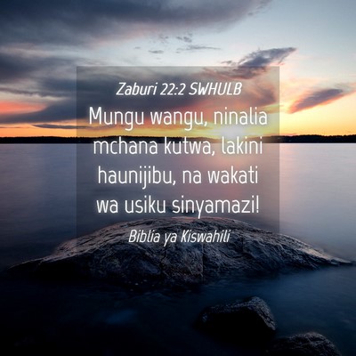 Picture 04 - Zaburi 22:2 SWHULB - Mungu wangu, ninalia mchana kutwa, lakini - Bible Verse Picture