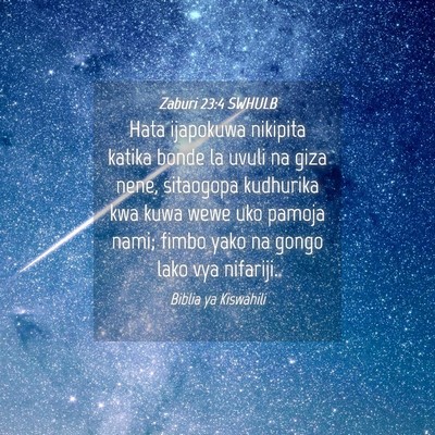 Picture 04 - Zaburi 23:4 SWHULB - Hata ijapokuwa nikipita katika bonde la uvuli na - Bible Verse Picture