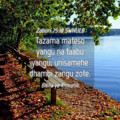 Picture 04 - Zaburi 25:18 SWHULB - Tazama mateso yangu na taabu yangu; unisamehe - Bible Verse Picture