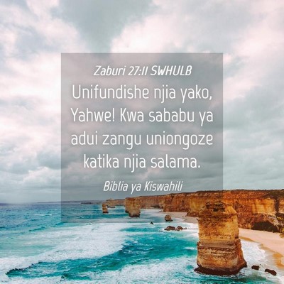 Picture 04 - Zaburi 27:11 SWHULB - Unifundishe njia yako, Yahwe! Kwa sababu ya adui - Bible Verse Picture