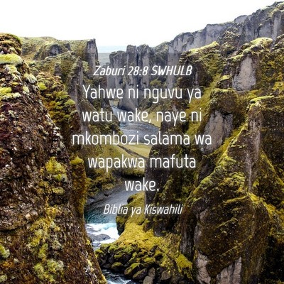 Picture 04 - Zaburi 28:8 SWHULB - Yahwe ni nguvu ya watu wake, naye ni mkombozi - Bible Verse Picture