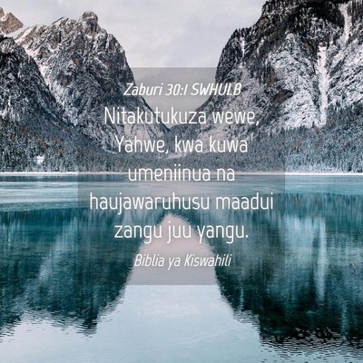 Picture 04 - Zaburi 30:1 SWHULB - Nitakutukuza wewe, Yahwe, kwa kuwa umeniinua na - Bible Verse Picture