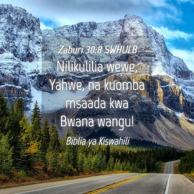 Picture 04 - Zaburi 30:8 SWHULB - Nilikulilia wewe, Yahwe, na kuomba msaada kwa - Bible Verse Picture
