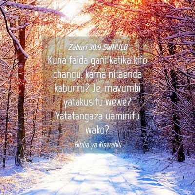 Picture 04 - Zaburi 30:9 SWHULB - Kuna faida gani katika kifo changu, kama nitaenda - Bible Verse Picture