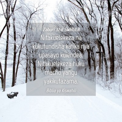 Picture 04 - Zaburi 32:8 SWHULB - Nitakuelekeza na kukufundisha katika njia upasayo - Bible Verse Picture