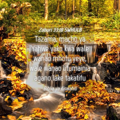 Picture 04 - Zaburi 33:18 SWHULB - Tazama, macho ya Yahwe yako kwa wale wanao mhofu - Bible Verse Picture