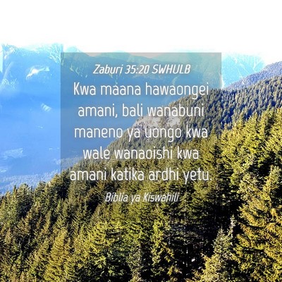 Picture 04 - Zaburi 35:20 SWHULB - Kwa maana hawaongei amani, bali wanabuni maneno - Bible Verse Picture