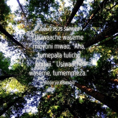 Picture 04 - Zaburi 35:25 SWHULB - Usiwaache waseme mioyoni mwao, “Aha, tumepata - Bible Verse Picture