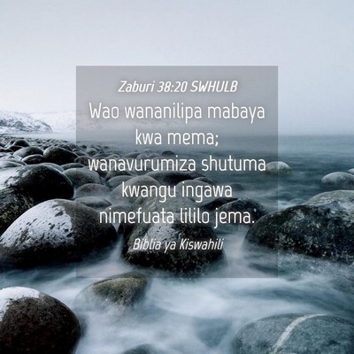 Picture 04 - Zaburi 38:20 SWHULB - Wao wananilipa mabaya kwa mema; wanavurumiza - Bible Verse Picture