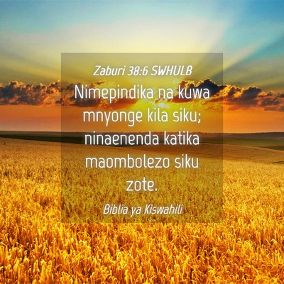 Picture 04 - Zaburi 38:6 SWHULB - Nimepindika na kuwa mnyonge kila siku; ninaenenda - Bible Verse Picture