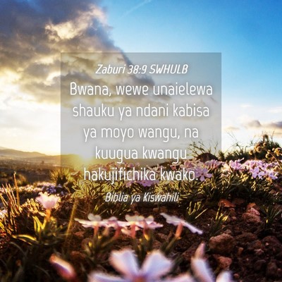 Picture 04 - Zaburi 38:9 SWHULB - Bwana, wewe unaielewa shauku ya ndani kabisa ya - Bible Verse Picture