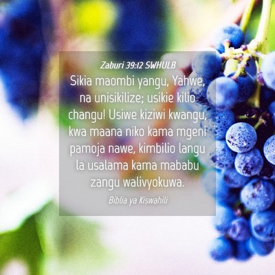 Picture 04 - Zaburi 39:12 SWHULB - Sikia maombi yangu, Yahwe, na unisikilize; usikie - Bible Verse Picture