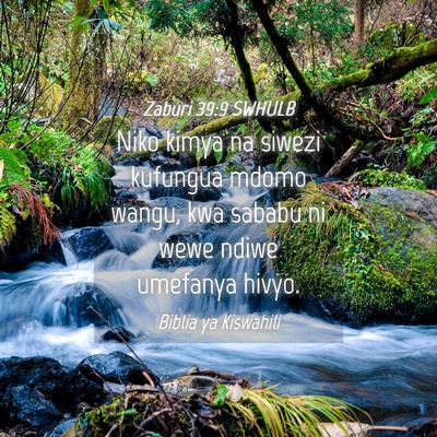 Picture 04 - Zaburi 39:9 SWHULB - Niko kimya na siwezi kufungua mdomo wangu, kwa - Bible Verse Picture