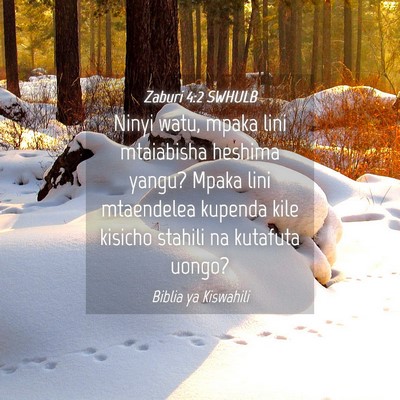 Picture 04 - Zaburi 4:2 SWHULB - Ninyi watu, mpaka lini mtaiabisha heshima yangu? - Bible Verse Picture
